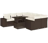 DIVANI DA GIARDINO VIDAXL 9 pz con Cuscini Marrone in Polyrattan - 3269063
