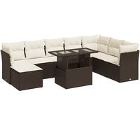 DIVANI DA GIARDINO VIDAXL 9 pz con Cuscini Marrone in Polyrattan - 3326214