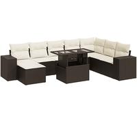 DIVANI DA GIARDINO VIDAXL 9 pz con Cuscini Marrone in Polyrattan - 3326854