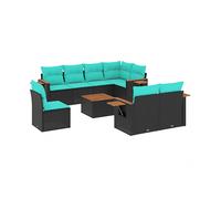 DIVANI DA GIARDINO VIDAXL 9 pz con Cuscini Nero in Polyrattan - 3227009