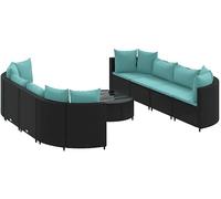 DIVANI DA GIARDINO VIDAXL 9 pz con Cuscini Nero in Polyrattan - 3308428