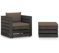 DIVANI DA GIARDINO VIDAXL con Cuscini 2 pz Legno Impregnato Grigio - 3068152