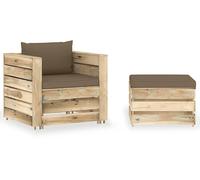 DIVANI DA GIARDINO VIDAXL con Cuscini 2 pz Legno Impregnato Verde - 3074539