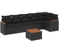 DIVANI DA GIARDINO VIDAXL con Cuscini 7 pz Nero Polyrattan - 3225992