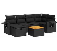 vidaXL Set Divani da Giardino con Cuscini 7pz Nero Polyrattan