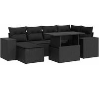 DIVANI DA GIARDINO VIDAXL con Cuscini 7 pz Nero Polyrattan - 3326826