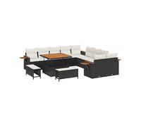 DIVANI DA GIARDINO VIDAXL con cuscini, Polirattan, legno massello di acacia, 71x100x100 cm