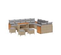 DIVANI DA GIARDINO VIDAXL Divano da con cuscino set 14 pezzi, Polyrattan, verniciato a polvere, 55 x 110 x 71 cm