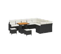 DIVANI DA GIARDINO VIDAXL Poly-Rattan, Legno massiccio di acacia, 80x80x71 cm