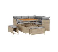 DIVANI DA GIARDINO VIDAXL Polyrattan, Acciaio verniciato a polvere, Tessuto cuscini, 100x100x71 cm