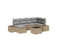 DIVANI DA GIARDINO VIDAXL Set 6 Pezzi con Cuscini Neri in Polyrattan, 62 x 184 x 85 cm