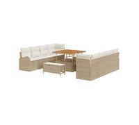 DIVANI DA GIARDINO VIDAXL Set con cuscino 11 pcs, Polyrattan, legno massello di acacia, 100x100x71 cm