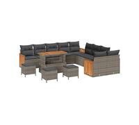 DIVANI DA GIARDINO VIDAXL Set con Cuscino 14 pcs, Polyrattan and powder coated, 71 x 110 x 55 cm