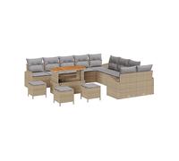 DIVANI DA GIARDINO VIDAXL Set con Cuscino, Polyrattan, acciaio, legno massello di acacia, 55x110x71 cm