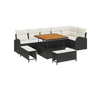 DIVANI DA GIARDINO VIDAXL Set con cuscino, Polyrattan, legno massello di acacia, 100x100x71 cm