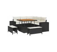 DIVANI DA GIARDINO VIDAXL Set da 8 pcs, Poly-Rattan, Legno di acacia, 100x100x71 cm