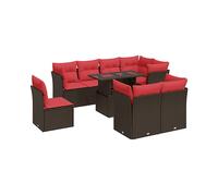 vidaXL Set Divani Giardino 9 pz con Cuscini Marrone Polyrattan Acacia, Set Divano da Patio, Set Divano in Rattan PE, Set arredo da Giardino