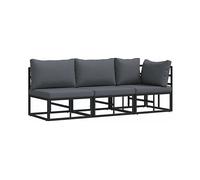vidaXL Set Lounge da Esterno : 2 Divani Centrali + Angolo in Nero e Antracite, Struttura in Alluminio con Cuscini per Seduta Moderna, Finitura Rivestita in Polvere, Tessuto in Poliestere Grigio, Mobi