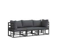 vidaXL Set da Esterno con 2 divani angolari e Uno Centrale, Nero e Antracite. Estruttura in Alluminio, Cuscini in Poliestere. Design Moderno, Finitura Verniciata a Polvere. Adatto per l'uso all'este