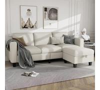 Divani per soggiorno - Divano componibile a forma di L - Piccolo divano modulare a 3 posti - comodo divano in lino con vano portaoggetti, fodere lavabili, adatto per soggiorno, appartamento, ufficio,