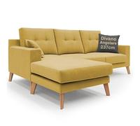 DIVANI STORE - Angolare con Penisola Reversibile DANISH 237 cm - Divano Impermeabile per Arredamenti Moderni - Giallo