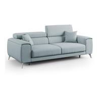 DIVANI STORE - Divano FUSION Con 2 Sedute Allungabili 215+40 cm in Tessuto Smacchiabile - Sistema a Slitta e Poggiatesta Reclinabili - Carta Da Zucchero