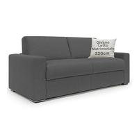 DIVANI STORE - Divano Letto Matrimoniale 220 cm in Tessuto Impermeabile - Materasso 160x197 cm e H20 cm - Artigianale Antracite