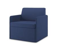 DIVANI STORE - Poltrona Letto Singolo DAG 78 cm Blu Con Materasso 195cm - Salvaspazio per Arredamenti Moderni