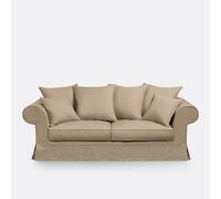 Divano 2, 3 o 4 posti, convertibile, sfoderabile, in lino spesso, ADELIA Beige 4 posti