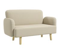 Divano 2 Posti 140x74x79 cm in Effetto Velluto Bianco Crema