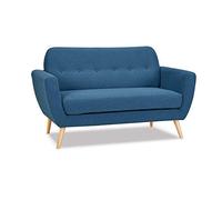 Divano 2 Posti Blu Melange Stile Moderno di Design Contemporaneo con Bottoni per Salotto Casa Hotel, Stile Moderno, Cm 147x79x86 H