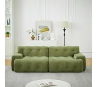divano 2 Posti Chenille, 224x104x66 cm, design Moderno con Braccioli Larghi | Chenille, angoli arrotondati, imbottitura a bottoni, elastica, montaggio,