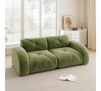 Divano 2 Posti Ciniglia Senza Telaio Modulare Verde Schiuma 32D Compatto | Divano imbottito senza montaggio, schiuma 32D ad alta densità, antiscivolo, per soggiorno, camera da letto, piccoli spazi