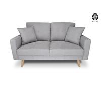 SAMIRA Divano 2 posti con piedi in legno mod. Cloe (Tessuto vellutato, Grigio)