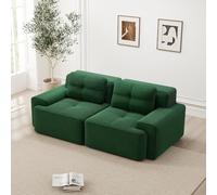 Divano 2 posti,divano modulare,divano imbottito senza telaio a compressione sottovuoto con 2 cuscini,Imbottitura in schiuma 32D alta densità,Senza montaggio,Verde(Seduta prof. 74+Bracciolo lar. 30)