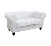 Divano 2 posti in ecopelle bianco Chesterfield