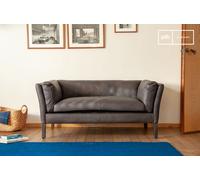 Divano 2 posti in pelle grigia, stile scandinavo, 152x84x68 cm, design compatto ed elegante