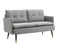 Divano 2 Posti in Tessuto 139x68x80 cm con Cuscini Imbottiti e Gambe in Acciaio Grigio