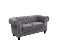 Divano 2 posti in Velluto Taupe Grigio Chesterfield