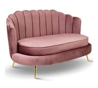 Divano 2 posti rosa 150 cm - con morbida imbottitura, schienale trapuntato, con gambe dorate, in tessuto velour - sedute per soggiorno, arredo ufficio, arredamento casa, divani occasione