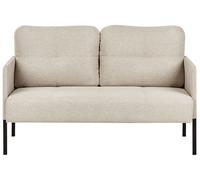 Divano 2 posti tessuto beige con cuscini schienale cuscini imbottiti gambe in m