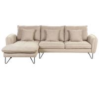 Divano 3 posti angolare rivestito in tessuto beige lato destro regolabile Sersan
