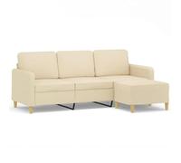Divano 3 posti con sgabello color crema 180 cm - Futon moderno per soggiorno e piccoli spazi, rivestimento in tessuto durevole, comodo e salvaspazio
