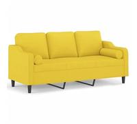 Divano 3 posti Futon 180 cm tessuto giallo chiaro con cuscino decorativo - Divano salone salvaspazio per piccoli spazi, comodo e durevole