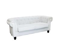 Divano 3 posti in ecopelle bianco Chesterfield