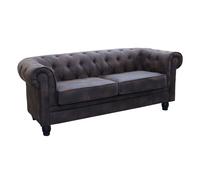 Divano 3 posti in ecopelle Vintage Marrone Chesterfield