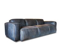 Divano 3 posti in pelle grigia, stile scandinavo, 281x101x67 cm, design vintage e comfort moderno