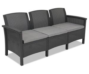 Divano 3 posti in polyrattan antracite Venezia 3 Bica
