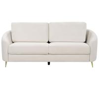 Divano 3 posti in tessuto beige chiaro con piedi dorati curve morbide Trosa