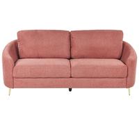 Divano 3 posti in tessuto rosa con piedi dorati curve morbide Trosa